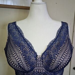 2PC Cacique Navy Blue Lace BRA & UNDERWEAR